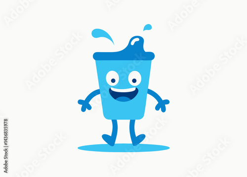 Cheerful Cup Mascot: A vibrant illustration showcases a charming animated cup character, brimming with playful energy and joy.