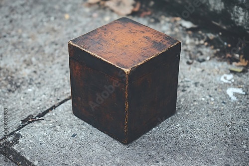 Obraz na płótnie Wooden Cube Box on Pavement w salonie
