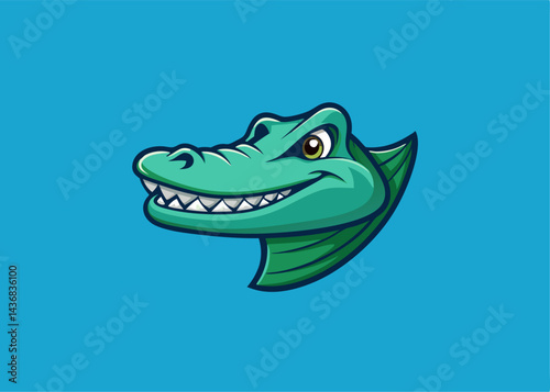 Alligator Emblem: The charming allure of a cartoonish alligator, set against a vibrant sky-blue backdrop. This emblem embodies the wilderness in simplicity