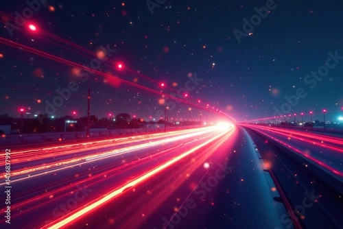 Geometric shapes with delayed exposure, showing light trails, elegant, simple