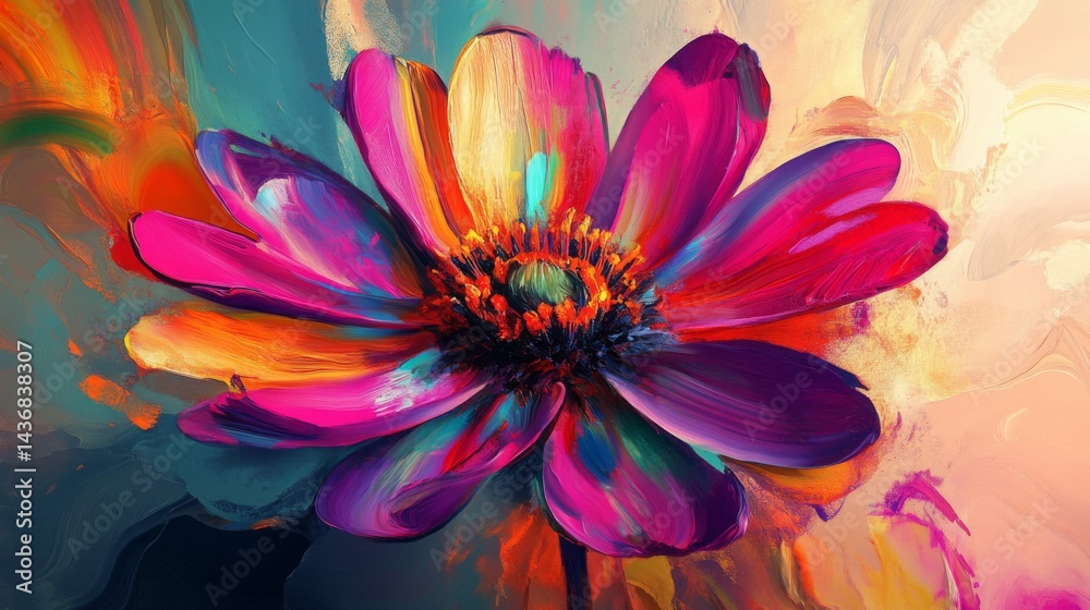 Fototapeta premium Vibrant Pink Flower Abstract Painting