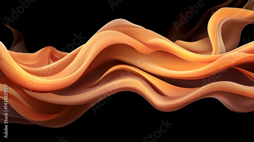 Abstract Orange and Brown Fire Waves on Black Background