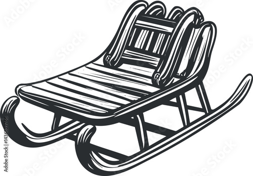 Wooden sled or sledge used for winter activities and snow transportation in cold environments