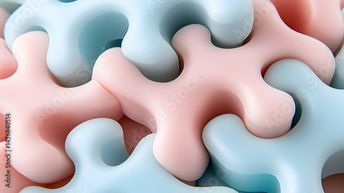 Pastel Pink and Blue Interlocking Puzzle Pieces