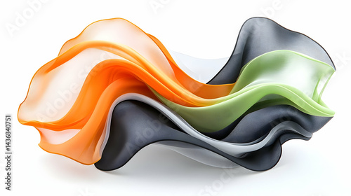 Abstract Orange Green Gray Wave Shape