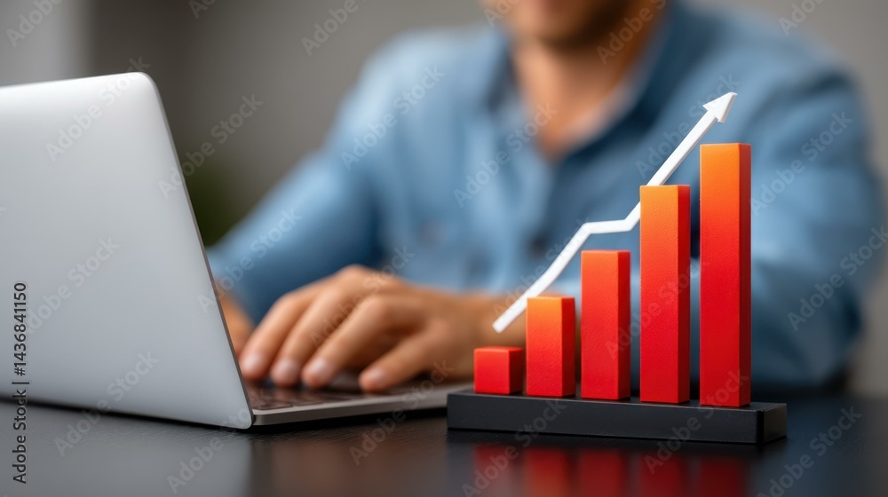 A businessman analyzes stock trends on his laptop, highlighting investment risks during economic uncertainty.