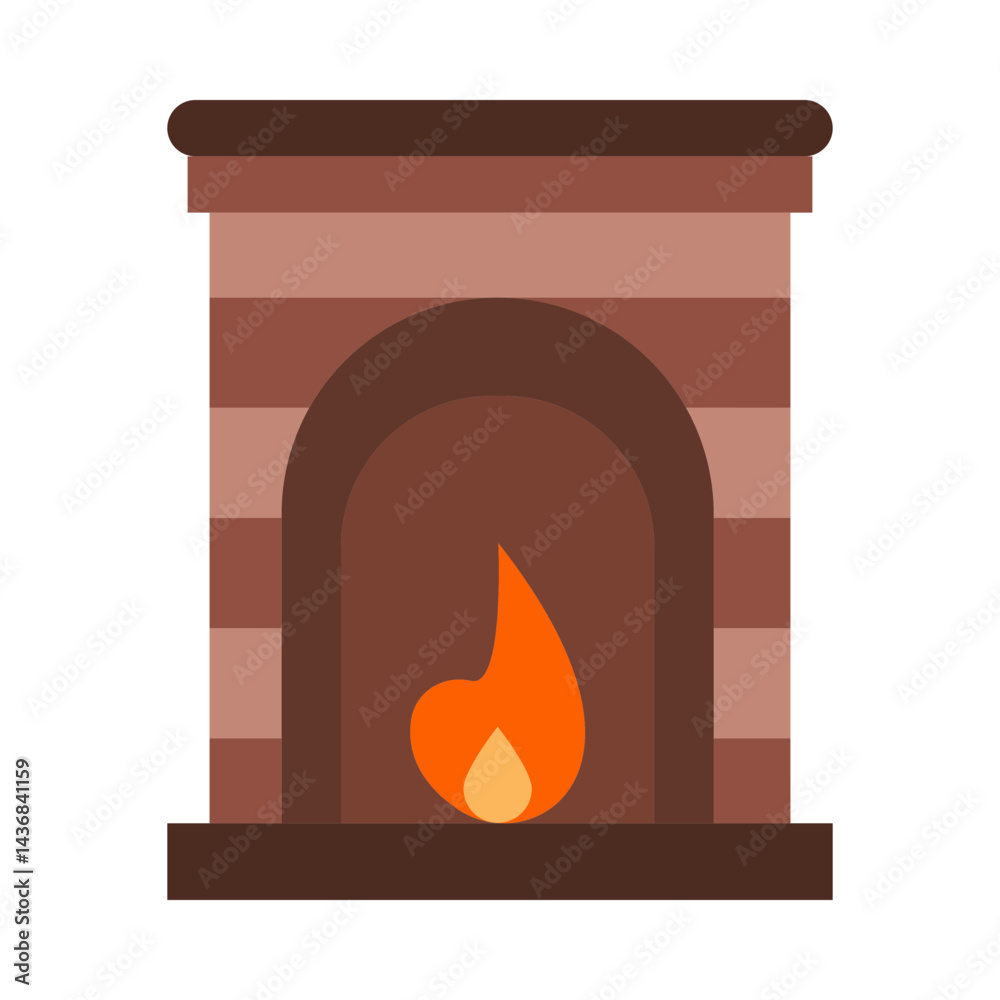 Fototapeta premium Fireplace flat icon