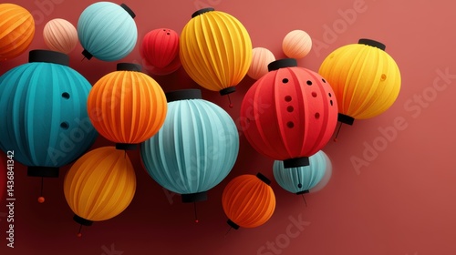 Obraz na płótnie Celebrate joy with our festive lantern design, perfect for the Chinese Lantern Festival Bright colors and vibrant vibes await w salonie