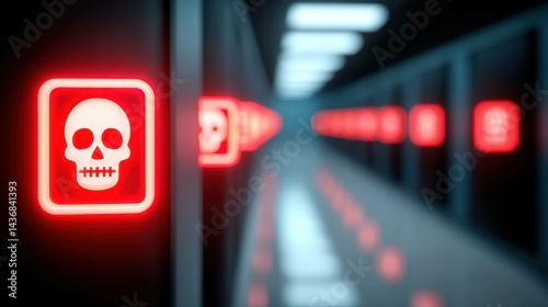 Obraz na płótnie A computer screen shows cyber attack alerts in a sleek data center, highlighting the need for robust cybersecurity measures. w salonie