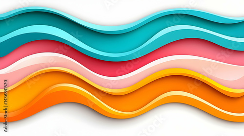 Pastel Wavy Stripes Pattern with Pink Yellow and Teal