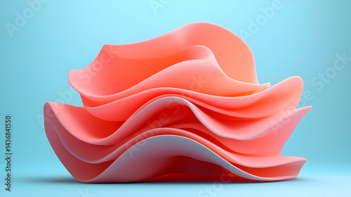 Abstract Pastel Coral and Pink Wave Layers Soft Flowing Texture
