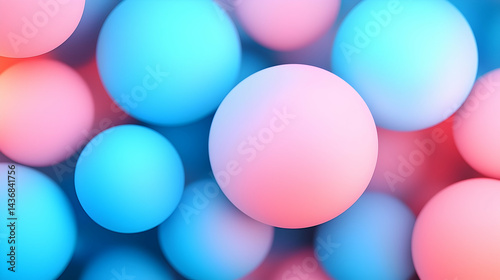 Abstract Pastel Pink and Blue Spheres Background