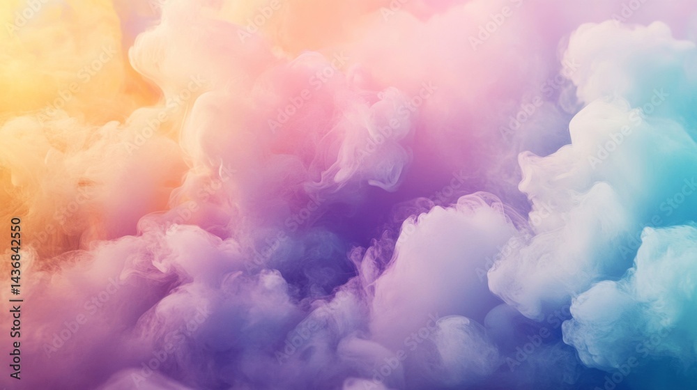 Fototapeta premium Pastel Rainbow Clouds Dreamy Soft Fluffy Background