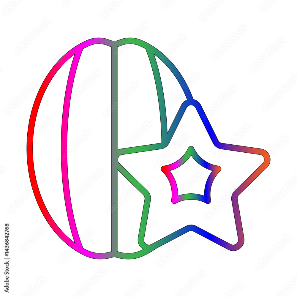 Obraz premium Star fruit line gradient icon