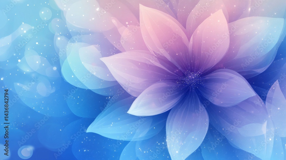 Fototapeta premium Soft Pastel Flower Bloom with Blue Pink Purple Petals