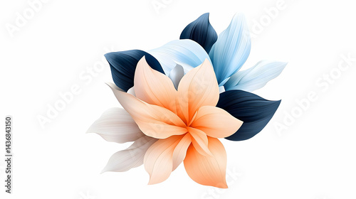 Peach White and Blue Watercolor Floral Background