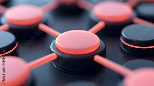Glowing Red and Black Digital Network Connection
