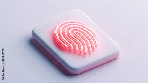Glowing Red Fingerprint Icon on White Smartphone Screen