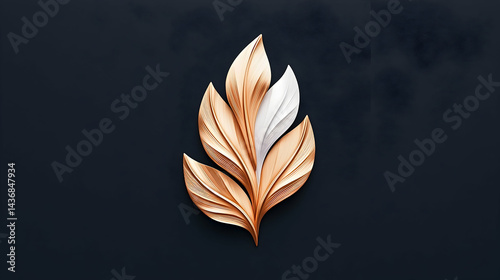 Gold and Silver Embossed Leaves on Dark Background