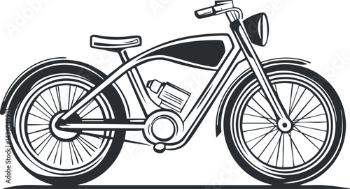 Black and white illustration of a classic bicycle with a water bottle holder on the frame