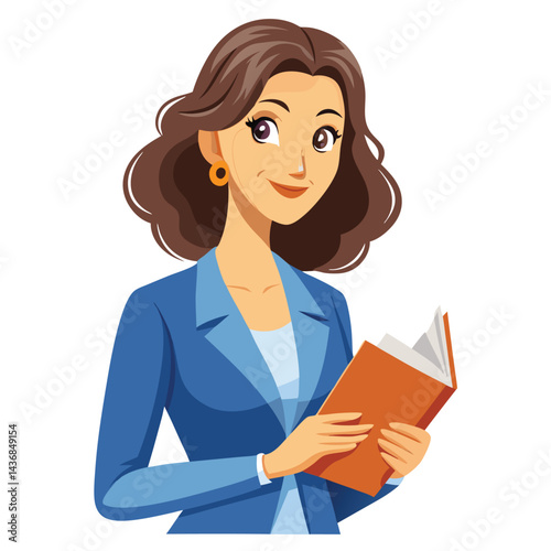 Woman in business attire reading a book
