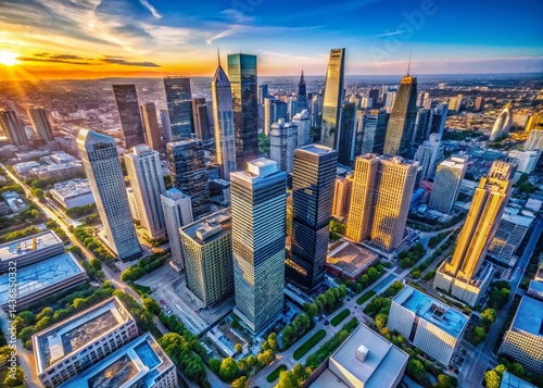 Aerial View of Modern Cityscape - Elevated Perspective of Urban Architecture
