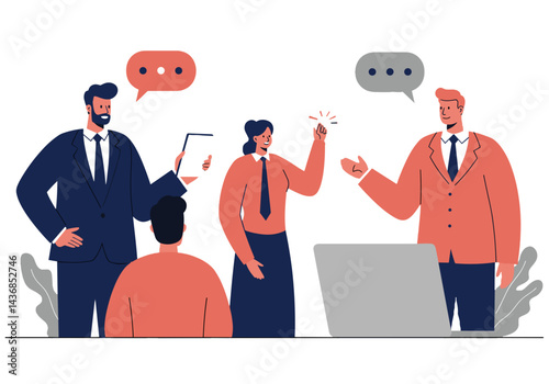 New Colleague Introduction - Diverse Team Having Discussion in Modern Office. Professional workplace interaction, onboarding process, corporate teamwork, business communication concept