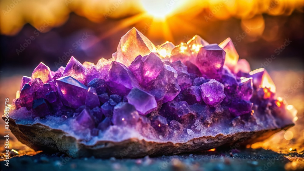 Amethyst Geode Close-up: Sparkling Crystal Cluster, Natural Purple Gemstone Amethyst Geode Close-up: Sparkling Crystal Cluster, Natural Purple Gemstone