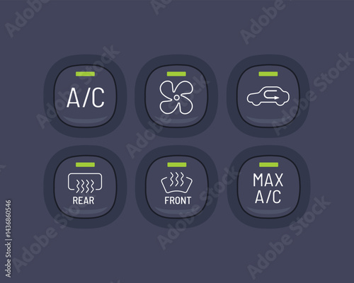 Car Climate Control Buttons Overview, Air Conditioning and Ventilation Features, Automotive Comfort Controls – High Quality Stock Image
