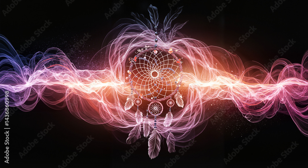 Dreamcatcher with Vibrant Waves in Abstract Style