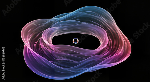 Obraz na płótnie Abstract Waves and Circular Elements in Colorful Design w salonie