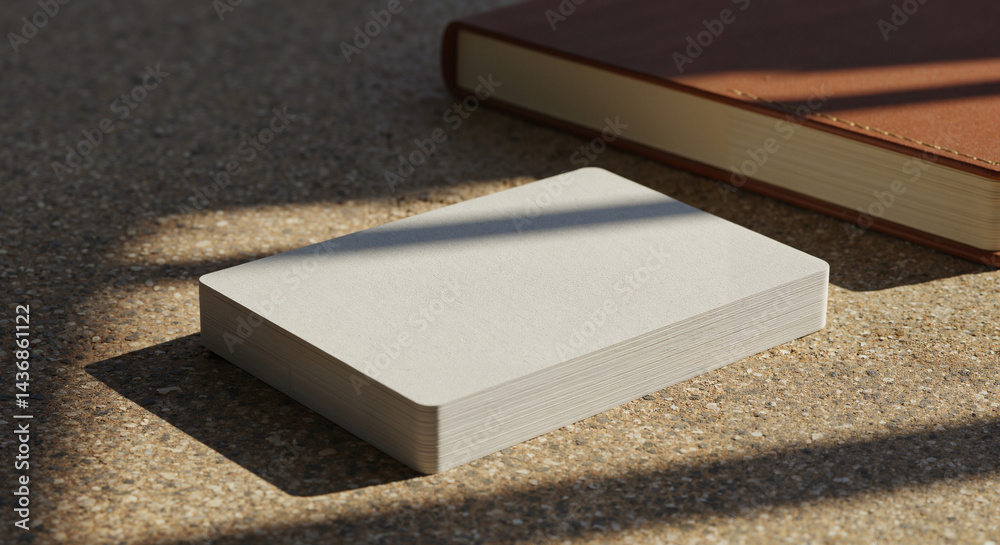 Plain Notepad with a Leather Notebook on the Desk