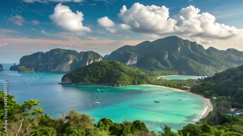 Wallpaper Mural  Tropical lake with mountains and blue skies Torontodigital.ca