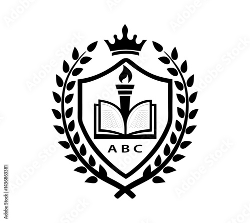 University college school badge logo design.