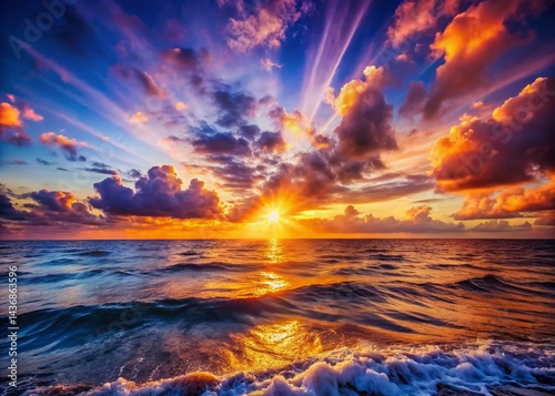 Breathtaking Ocean Sunset: Golden Hour Waves & Vibrant Sky