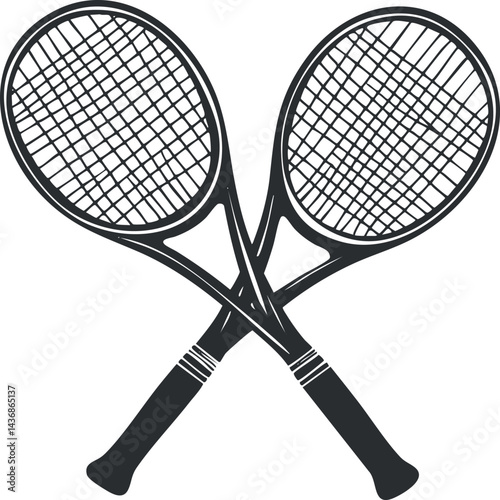 Two crossed tennis rackets icon representing sports equipment used for playing tennis games and matches