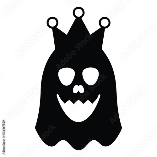 Ghost Head Wearing a Crown Made of Bones Silhouette