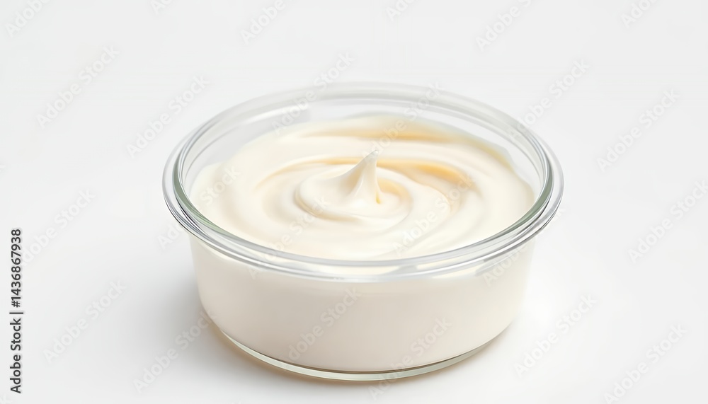 Creamy White Mayonnaise in Glass Jar Isolated on White Screen Background Perfect for Ads and Promotion Emphasizing Rich Texture Culinary Applications Studio Shot Creamy White Mayonnaise in Glass Jar Isolated on White Screen Background Perfect for Ads and Promotion Emphasizing Rich Texture Culinary Applications Studio Shot