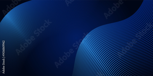Abstract luxury glowing lines curved overlapping on dark blue background. Template premium award design. Vector illustration