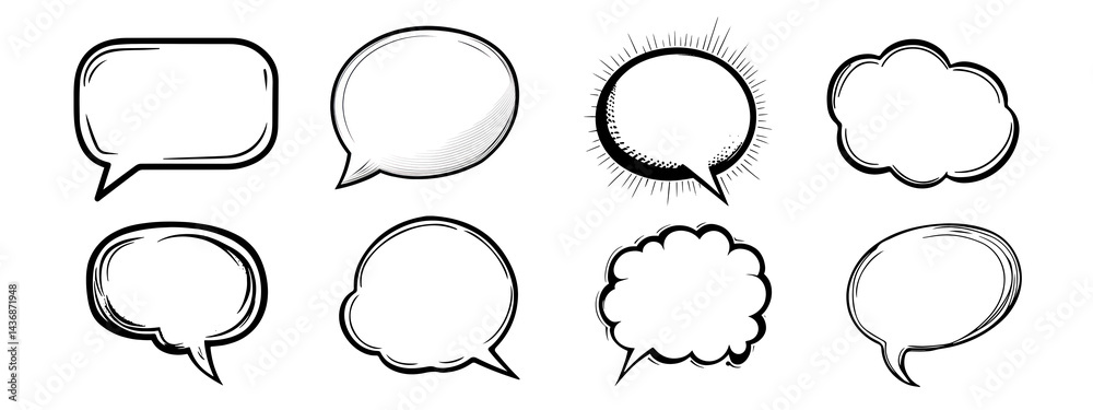 Obraz premium PNG Comic speech bubble collection, element set on transparent background