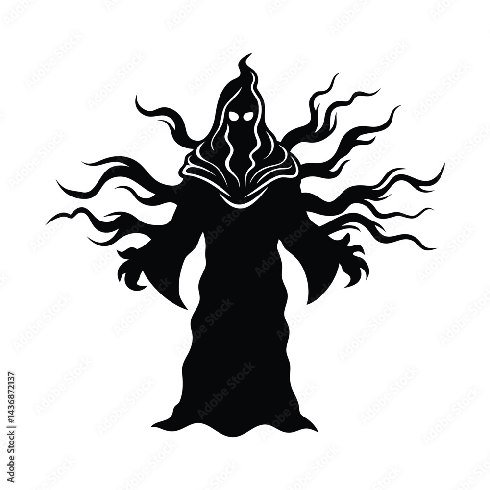 Fototapeta premium Wraith with Tendrils of Smoke for Arms Silhouette