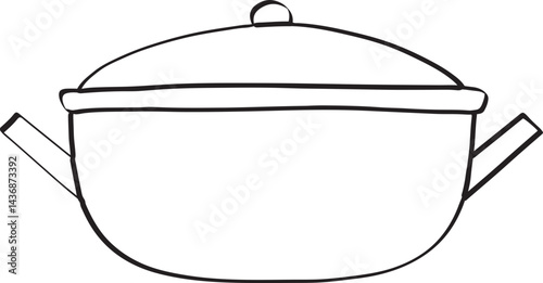 Lined Kitchen Pot Utensil Hand Drawn