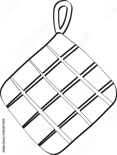 Lined Kitchen Potholder hand Drawn