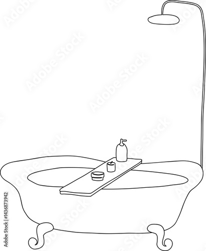 Lined Bathtub furniture Hand Drawn