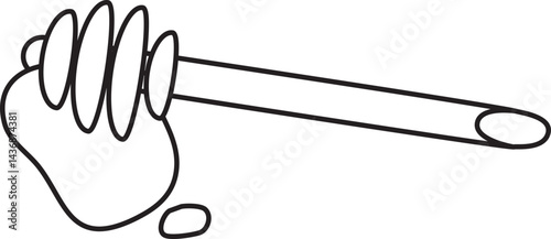 Lined Wooden Honey Dipper Illustration