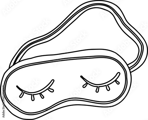 Lined Sleep Mask Hand Drawn Illustration