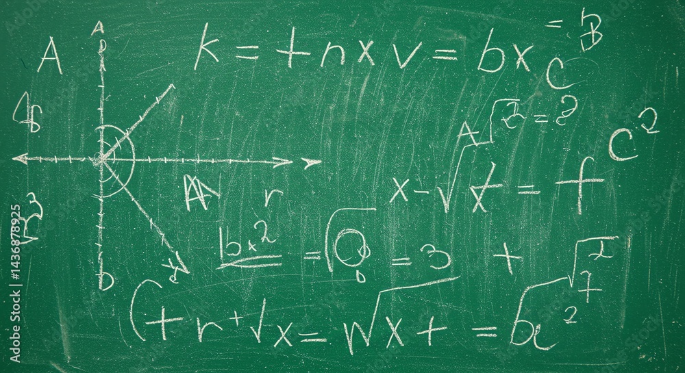 Mathematical Formulas and Equations on Green Chalkboard