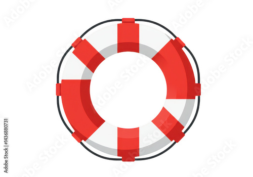 Red and white life preserver safety equipment summer vacation on transparent background