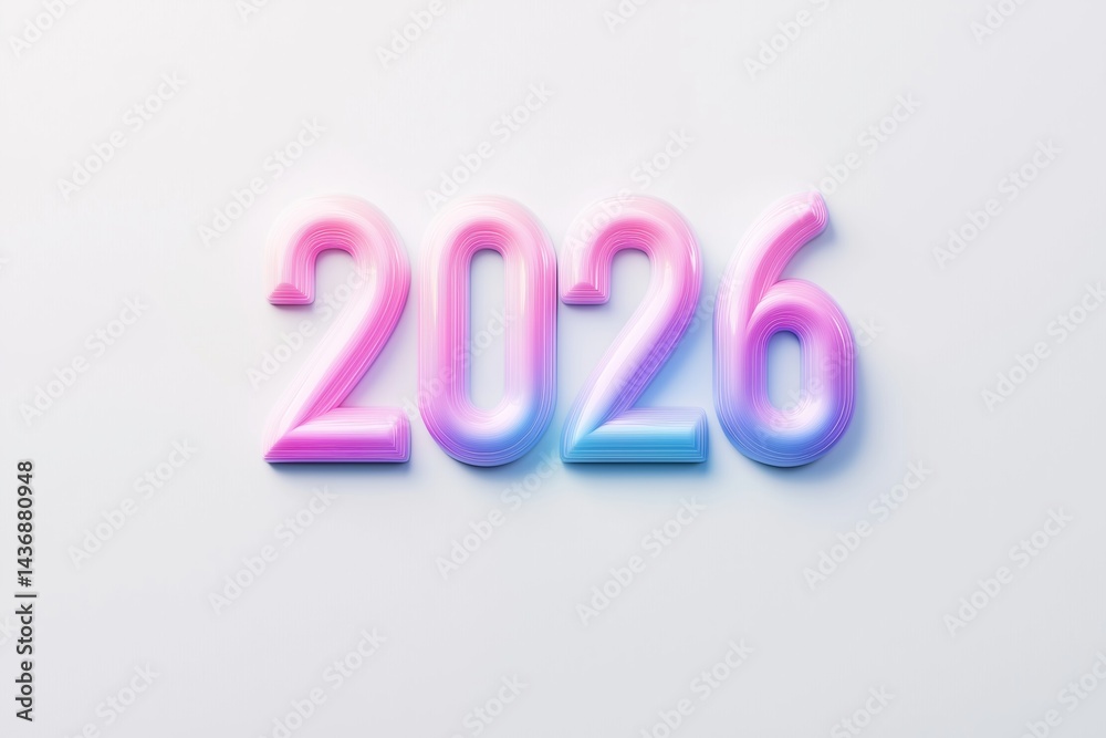 Colorful render of the number 2026 with a dynamic gradient design showcasing creativity