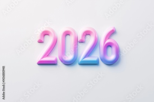 Obraz na płótnie Colorful render of the number 2026 with a dynamic gradient design showcasing creativity w salonie